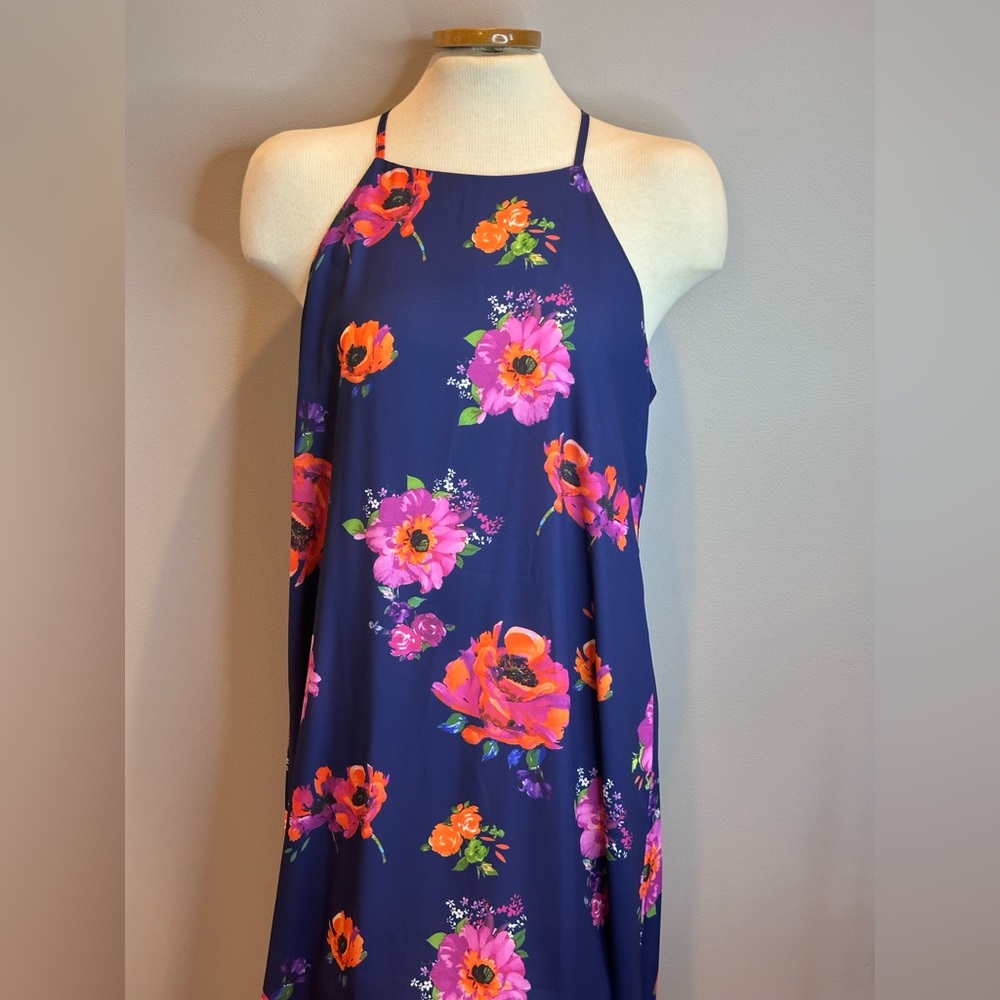 Dark Blue Floral Boutique Dress. Size- XL